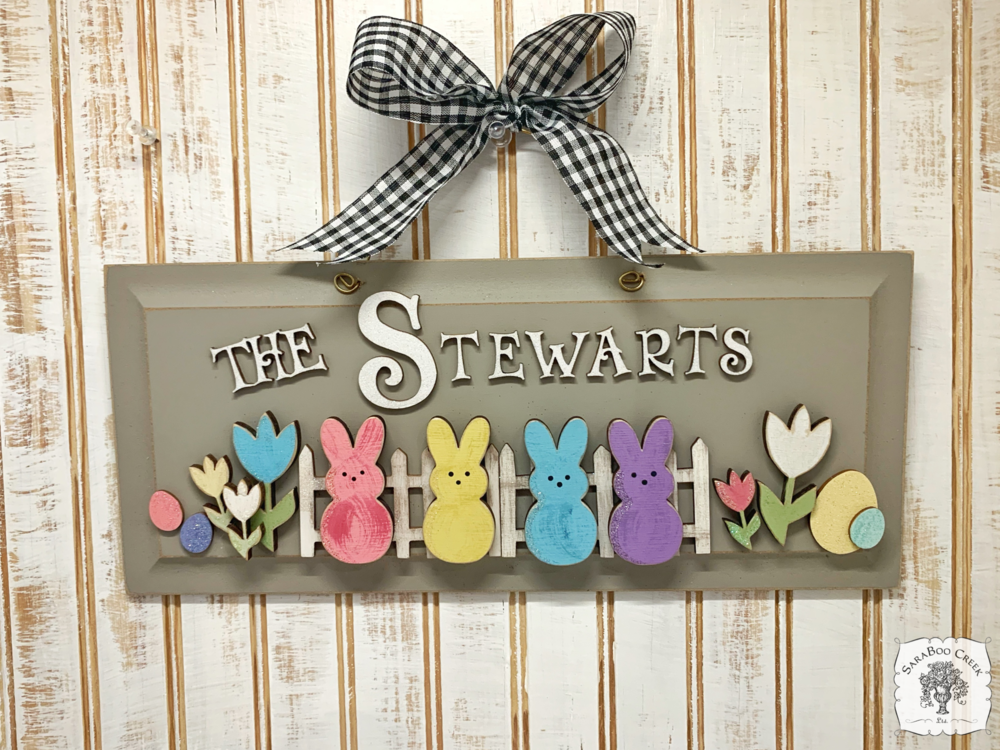Spring Peeps Sign - Easter Plaque Personalized With Family Name or Greeting