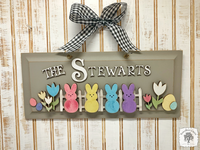 Spring Peeps Sign - Easter Plaque Personalized With Family Name or Greeting