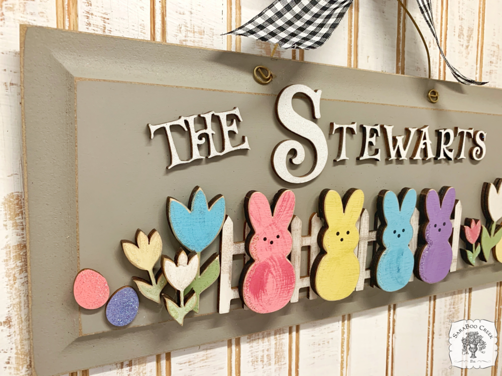 Spring Peeps Sign - Easter Plaque Personalized With Family Name or Greeting