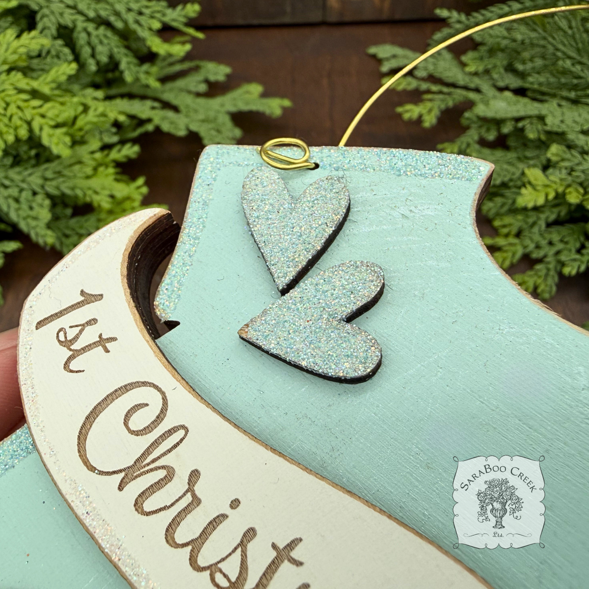 Baby's 1st Christmas Pink or Blue Onesie Ornament - Personalized First Christmas Gift for Baby Boy or Girl