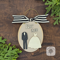 Bride and Groom Wedding Ornament Est 2026 or Est 2027 - Personalized 1st Christmas Married Gift