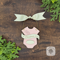 Baby's 1st Christmas Pink or Blue Onesie Ornament - Personalized First Christmas Gift for Baby Boy or Girl