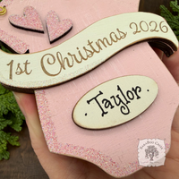 Baby's 1st Christmas Pink or Blue Onesie Ornament - Personalized First Christmas Gift for Baby Boy or Girl