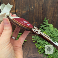 Wine Glass Ornament w/ Bow- Personalized Wine Gift in Red, Blush Rose or White